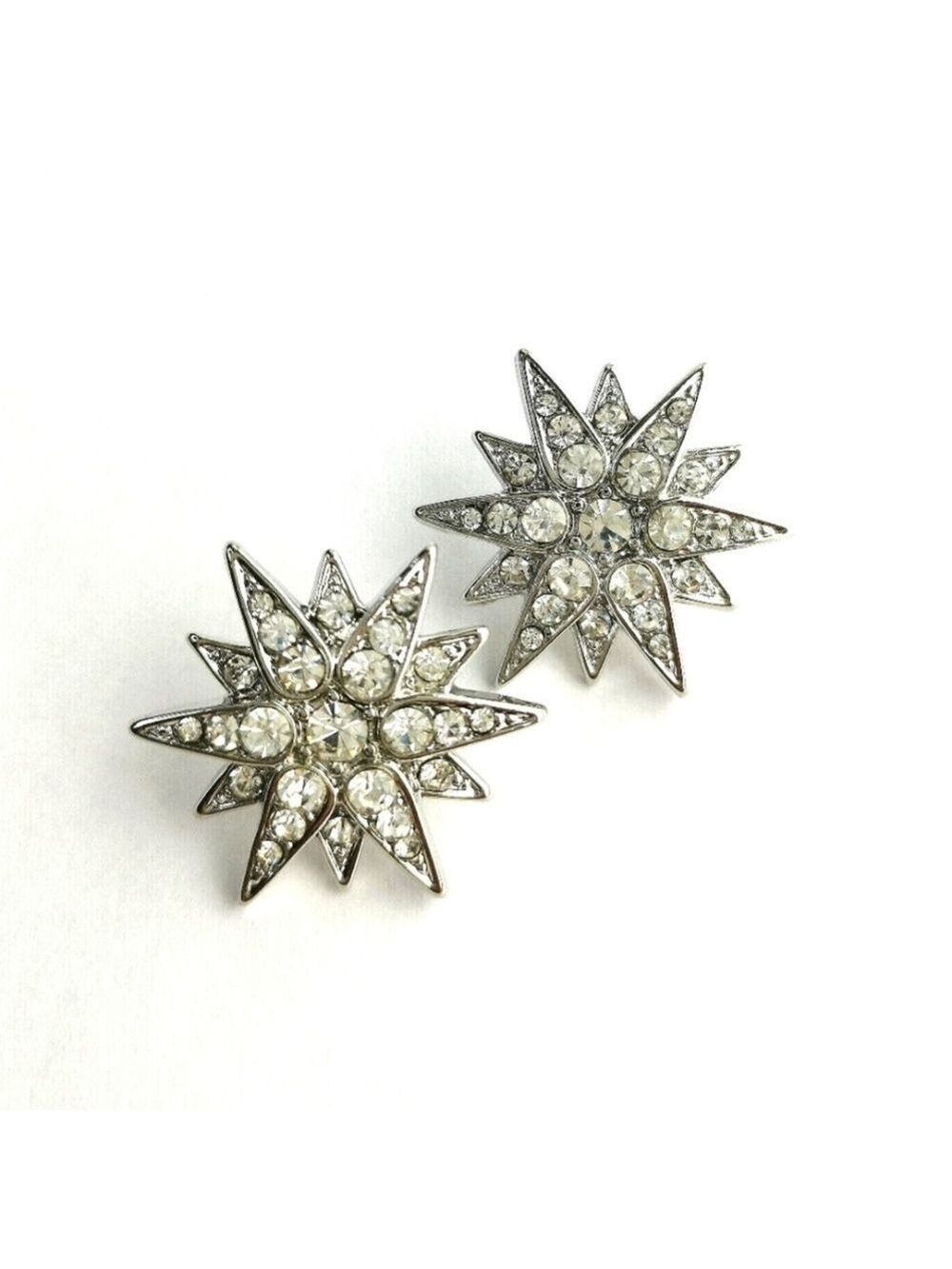 NWT silver crystal Star starburst earrings